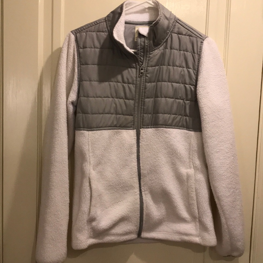 White fleece jacket size medium silver detail